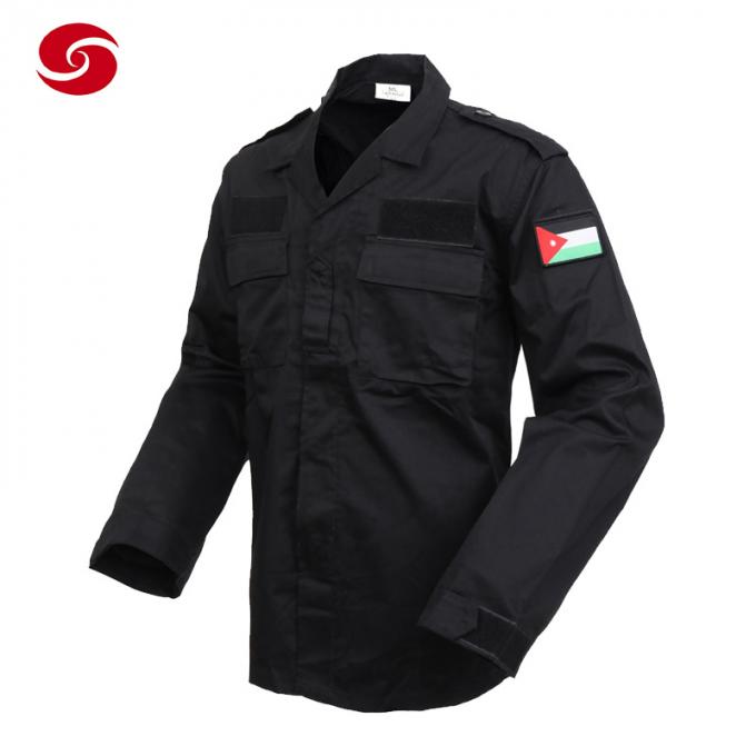 Guardia giurata lunga Uniform Shirt della polizia del nero della manica