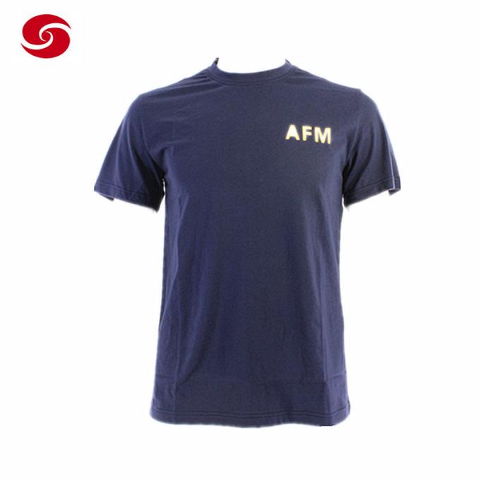 Maglietta blu militare di addestramento del O-collo del Afm per l'uomo