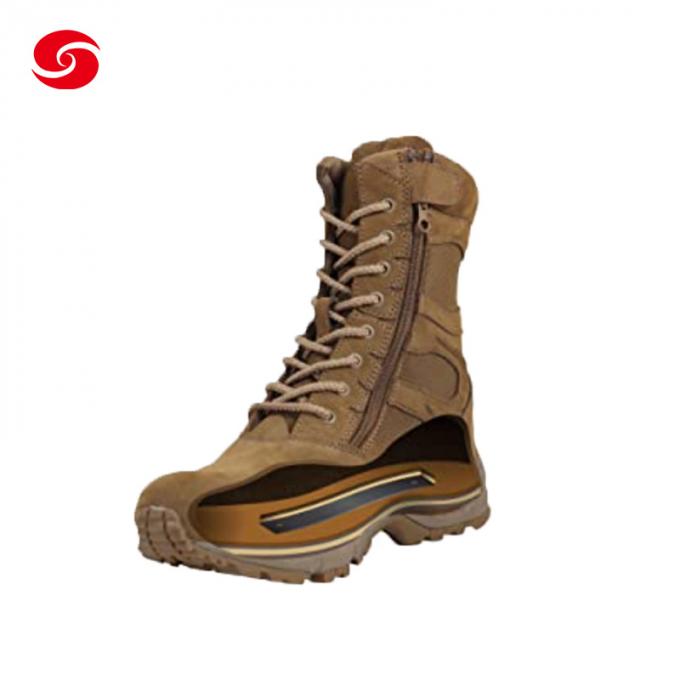 Stivali di combattimento degli stivali di addestramento di Tan Side Zip Boots Military di colore del deserto