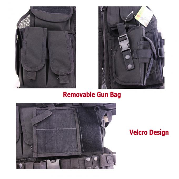 Maglia multifunzionale tattica di Airsoft dei sacchetti di sicurezza nera della polizia con la maglia