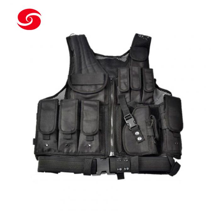 Maglia multifunzionale tattica di Airsoft dei sacchetti di sicurezza nera della polizia con la maglia